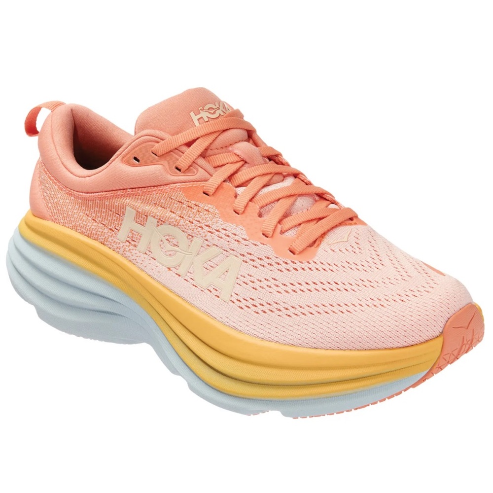 HOKA Bondi 8 Running Shoe Shell Coral Peach Parfait Size 7.5 US